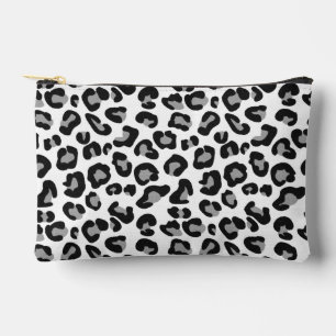 Leopard Print in Black and White with Grey Accessory Pouch