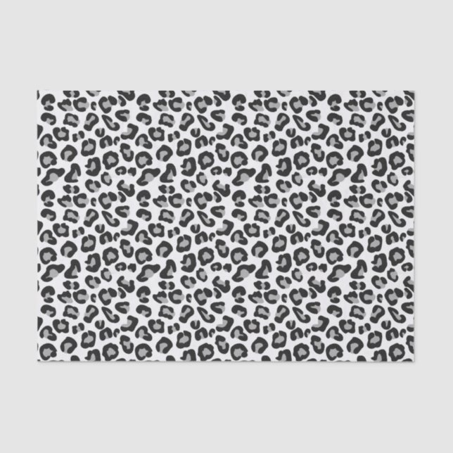 Leopard Print in Black and White with Grey / Grey Tissue Paper (Front)