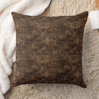 Leopard print in brown and black pattern cushion