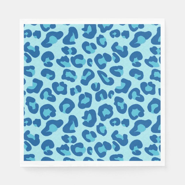 Leopard Print in Light Blue to Dark Denim Blue Napkin (Front)