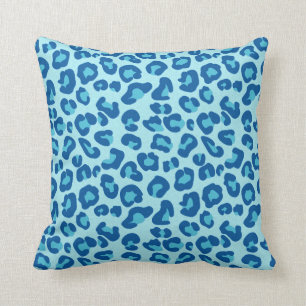 Leopard Print in Light Chambray to Dark Denim Blue Cushion