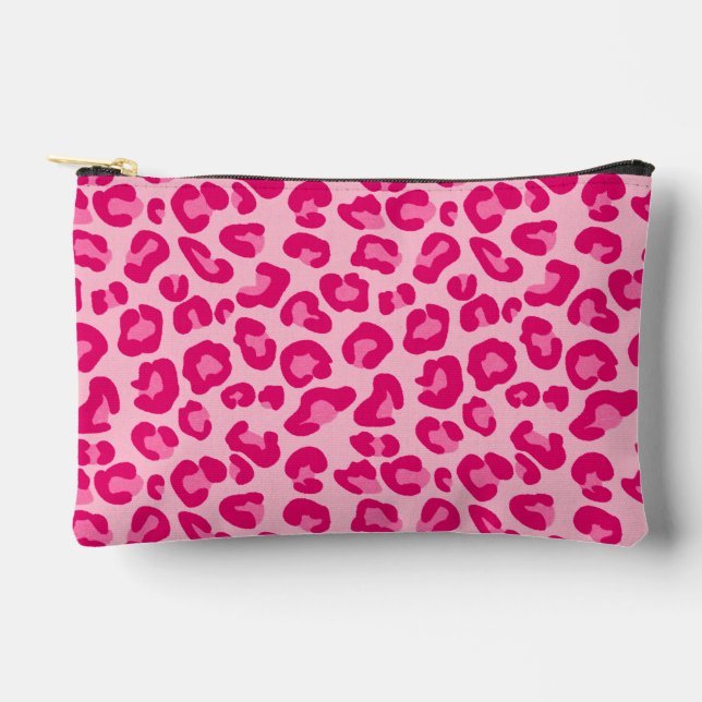 Leopard Print in Pastel Pink, Hot Pink and Fuchsia Accessory Pouch (Front)