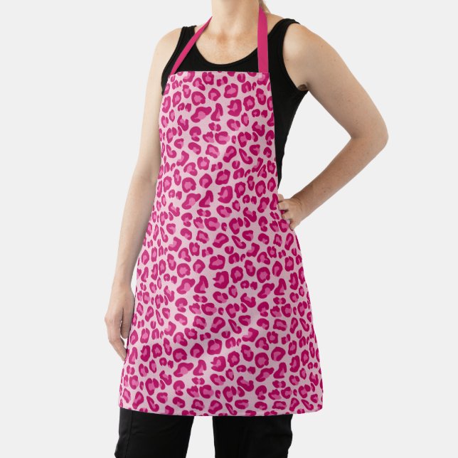 Leopard Print in Pastel Pink, Hot Pink and Fuchsia Apron (Insitu)