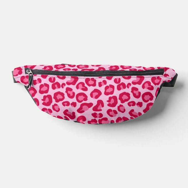 Leopard Print in Pastel Pink, Hot Pink and Fuchsia Bum Bags (Lay Down)