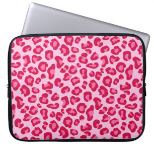 Leopard Print in Pastel Pink, Hot Pink and Fuchsia Laptop Sleeve