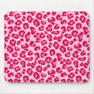 Leopard Print in Pastel Pink, Hot Pink and Fuchsia Mouse Mat
