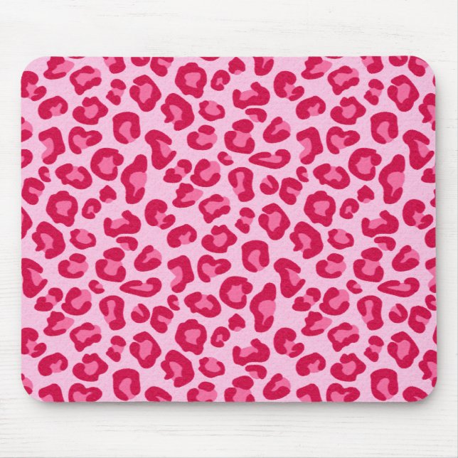 Leopard Print in Pastel Pink, Hot Pink and Fuchsia Mouse Mat (Front)