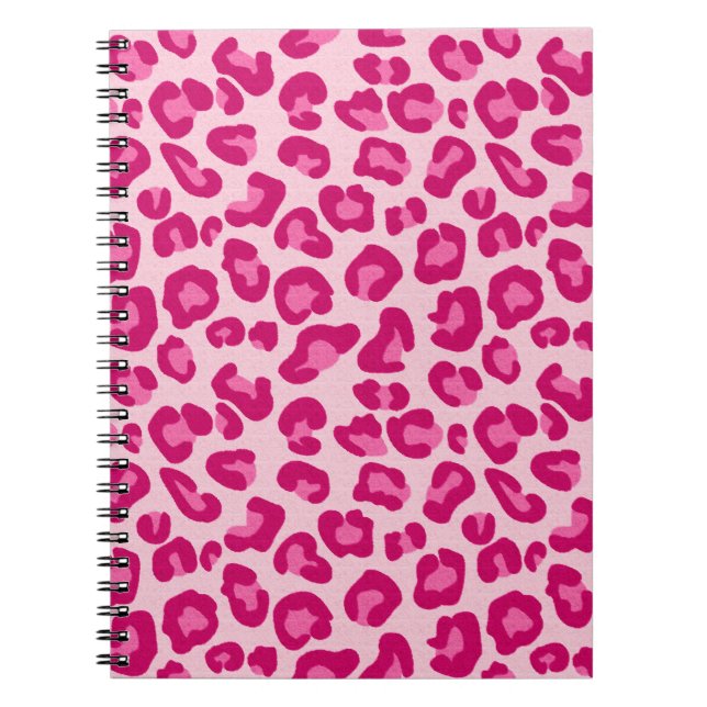 Leopard Print in Pastel Pink, Hot Pink and Fuchsia Notebook (Front)