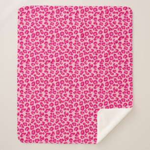 Leopard Print in Pastel Pink, Hot Pink and Fuchsia Sherpa Blanket
