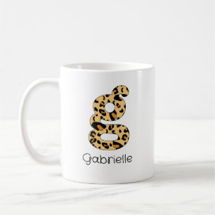 Leopard Print Initial g Lowercase and Name Coffee Mug