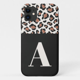 Leopard print initial typography modern terracotta iPhone 11 case