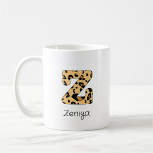 Leopard Print Initial z Lowercase and Name Coffee Mug