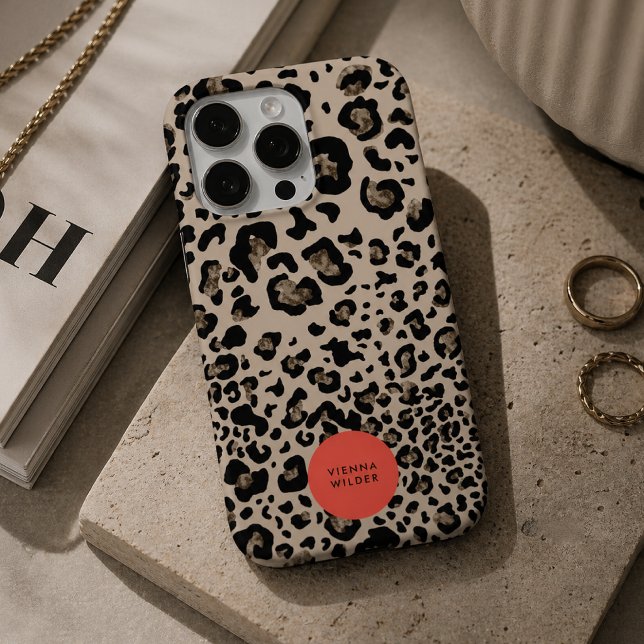 Leopard Print iPhone Case | Stylish Phone Cover (A fashionable iPhone Case that blends bold animal print with a polished personalized touch.)