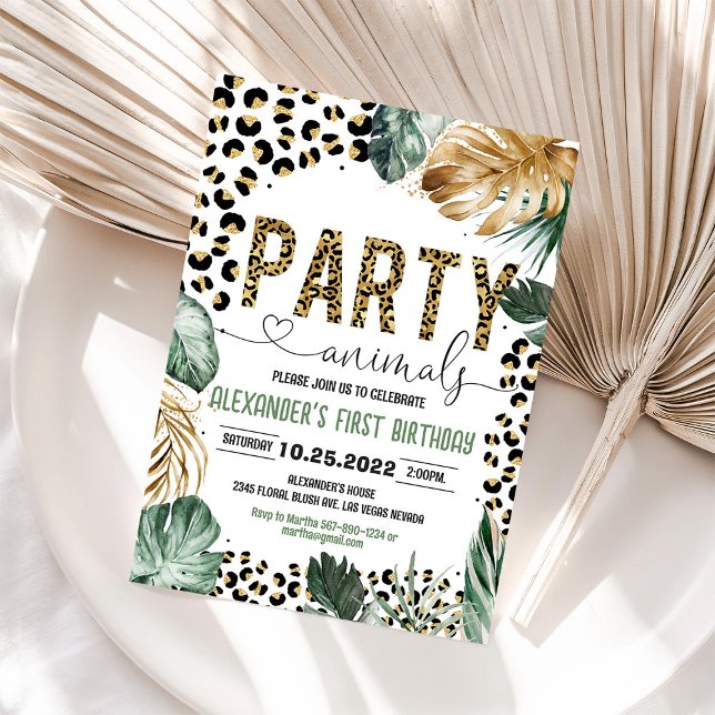 Leopard Print Jungle Kids Birthday Invitation (Creator Uploaded)