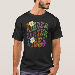 Leopard Print KINDERGARTEN VIBES Teacher Peace Lov T-Shirt