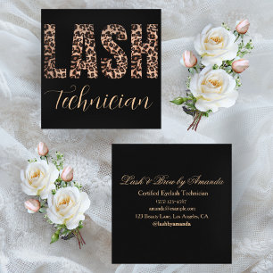 Leopard Print Lash Tech Bold Minimalist Design Square Business Card