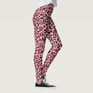 Leopard Print Leggings Hot Pink and Black