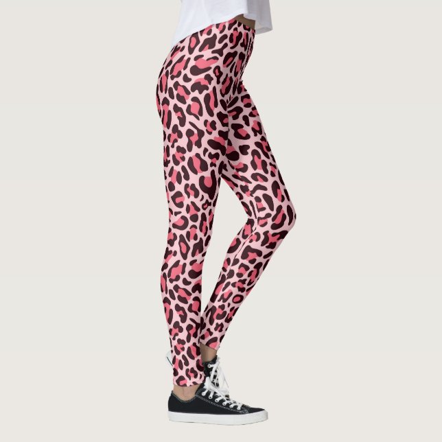 Leopard Print Leggings Hot Pink and Black (Right)