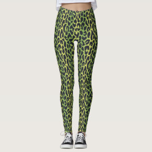 Leopard Print Leggings in Jungle Green