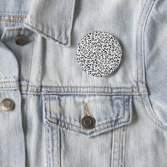 Leopard Print, Leopard Spots, Black And White 6 Cm Round Badge (In Situ)