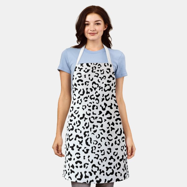 Leopard Print, Leopard Spots, Black And White Apron (Worn)