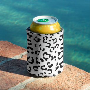 Leopard Print, Leopard Spots, Black And White Can Cooler