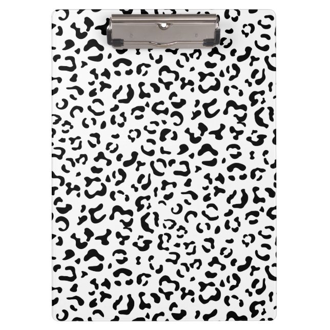Leopard Print, Leopard Spots, Black And White Clipboard (Front)