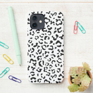 Leopard Print, Leopard Spots, Black And White iPhone 12 Case