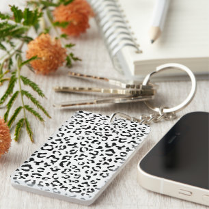 Leopard Print, Leopard Spots, Black And White Key Ring