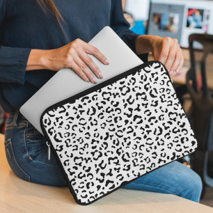 Leopard Print, Leopard Spots, Black And White Laptop Sleeve
