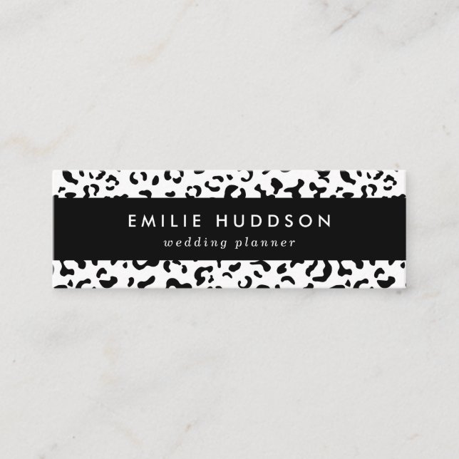 Leopard Print, Leopard Spots, Black And White Mini Business Card (Front)