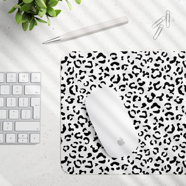 Leopard Print, Leopard Spots, Black And White Mouse Mat (Creator Uploaded)