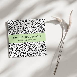 Leopard Print, Leopard Spots, Black And White  Square Business Card