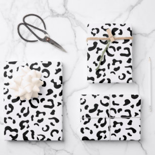 Leopard Print, Leopard Spots, Black And White Wrapping Paper Sheet