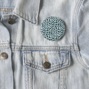 Leopard Print, Leopard Spots, Blue Leopard 6 Cm Round Badge