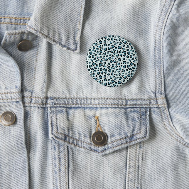Leopard Print, Leopard Spots, Blue Leopard 6 Cm Round Badge (In Situ)
