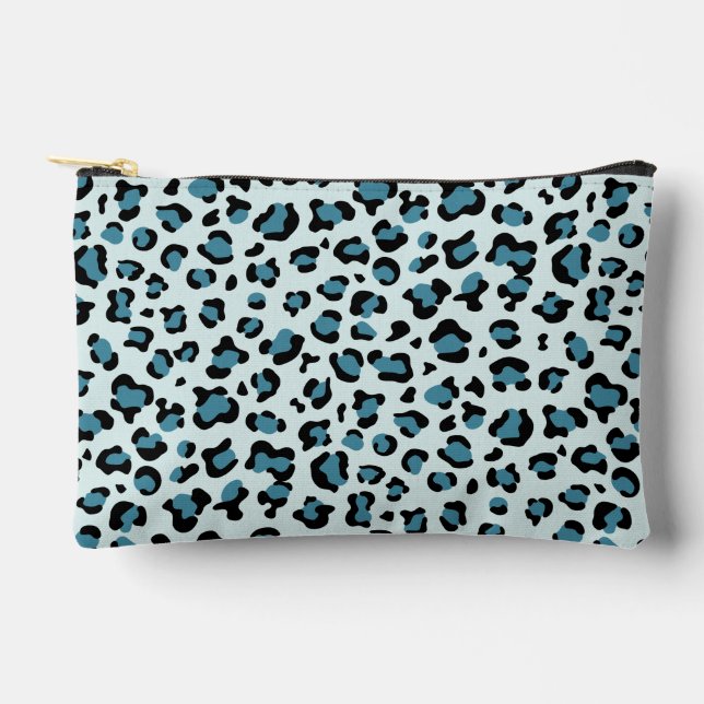 Leopard Print, Leopard Spots, Blue Leopard Accessory Pouch (Front)