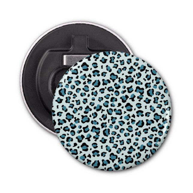 Leopard Print, Leopard Spots, Blue Leopard Bottle Opener (Front)