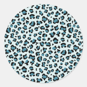 Leopard Print, Leopard Spots, Blue Leopard Classic Round Sticker