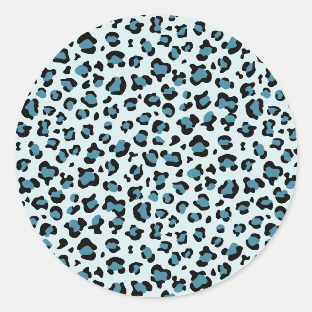 Leopard Print, Leopard Spots, Blue Leopard Classic Round Sticker (Front)