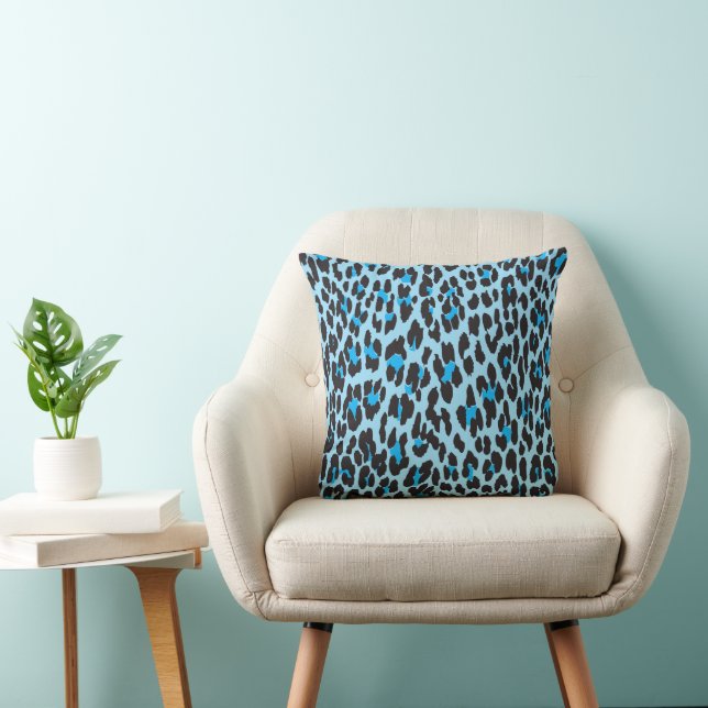 Leopard Print, Leopard Spots, Blue Leopard Cushion (Chair)