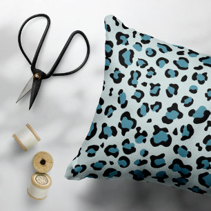 Leopard Print, Leopard Spots, Blue Leopard Decorative Cushion