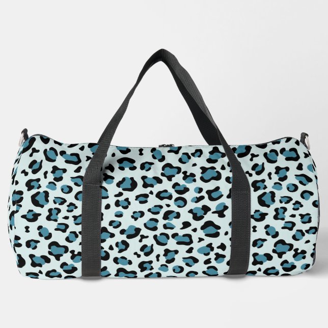 Leopard Print, Leopard Spots, Blue Leopard Duffle Bag (Front)