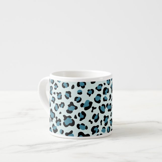 Leopard Print, Leopard Spots, Blue Leopard Espresso Cup (Front Left)