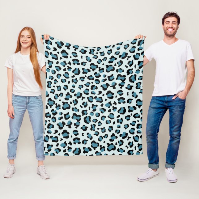 Leopard Print, Leopard Spots, Blue Leopard Fleece Blanket (In Situ)