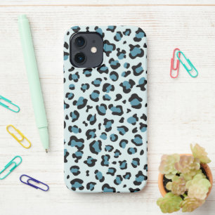 Leopard Print, Leopard Spots, Blue Leopard iPhone 12 Case
