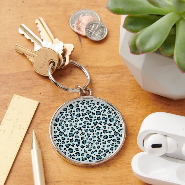 Leopard Print, Leopard Spots, Blue Leopard Key Ring (Desk)
