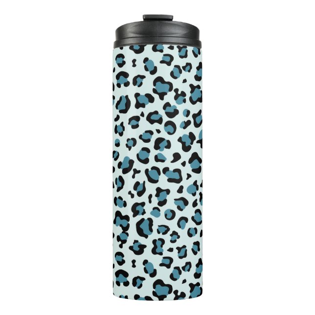 Leopard Print, Leopard Spots, Blue Leopard Thermal Tumbler (Front)