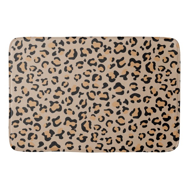 Leopard Print, Leopard Spots, Brown Leopard Bath Mat (Front)
