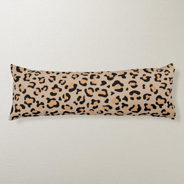 Leopard Print, Leopard Spots, Brown Leopard Body Cushion (Front)